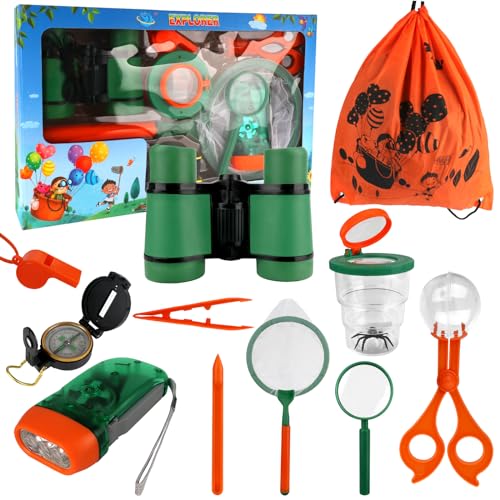 Hojalis Forscherset für Kinder, 11-Teiliges Entdecker Set für Kinder Mit Fernglas Kinder, Insektenfänger, Kompass, Becherlupe, Rucksack, Insektenklammern, Pinzette für Kinder Camping, Natur Erforschen Hojalis Forscherset für Kinder, 11-Teiliges Entdecker Set für Kinder Mit Fernglas Kinder, Insektenfänger, Kompass, Becherlupe, Rucksack, Insektenklammern, Pinzette für Kinder Camping, Natur Erforschen von Hojalis