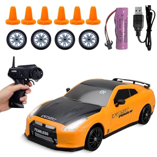 Hojalis RC Drift Car, 1:24 Ferngesteuertes Auto Drift mit Beleuchtung, 15km/h, 2,4 GHz, 4WD Rennauto Ferngesteuert, Mini Rc Drift Cars, Modellfahrzeug für Jungen Mädchen und Erwachsene Geschenk(Gelb) Hojalis RC Drift Car, 1:24 Ferngesteuertes Auto Drift mit Beleuchtung, 15km/h, 2,4 GHz, 4WD Rennauto Ferngesteuert, Mini Rc Drift Cars, Modellfahrzeug für Jungen Mädchen und Erwachsene Geschenk(Gelb) von Hojalis