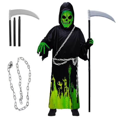 Hojalis Sensenmann Kostüm Kinder, Halloween Kostüm Kinder, Leuchtenden Kinderkostüm Sensenmann, SensenmannHalloween Kostüm mit Sense, Kette, KostümHalloween Kinders für Halloween Dekoration, Cosplay Hojalis Sensenmann Kostüm Kinder, Halloween Kostüm Kinder, Leuchtenden Kinderkostüm Sensenmann, SensenmannHalloween Kostüm mit Sense, Kette, KostümHalloween Kinders für Halloween Dekoration, Cosplay von Hojalis