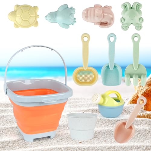Hojalis Strand Sandspielzeug Set, 11 Pcs Kinder Strandspielzeug Set, Buddelzeug mit Faltbarer Eimer, Sandspielzeug Set für Kinder, Sandspielzeug ab 1 Jahr, Sandkasten Spielzeug für Mädchen und Junge Hojalis Strand Sandspielzeug Set, 11 Pcs Kinder Strandspielzeug Set, Buddelzeug mit Faltbarer Eimer, Sandspielzeug Set für Kinder, Sandspielzeug ab 1 Jahr, Sandkasten Spielzeug für Mädchen und Junge von Hojalis