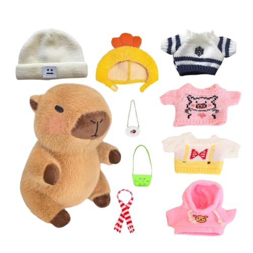 Holdes Capybara Plüschtier mit Kleidung, Plüschtier Capybara, Plüschtier Capybara zum Anziehen Spielzeug | Plüschtier Capybara mit 10 Kleidungsstücken und Zubehör für Holdes Capybara Plüschtier mit Kleidung, Plüschtier Capybara, Plüschtier Capybara zum Anziehen Spielzeug | Plüschtier Capybara mit 10 Kleidungsstücken und Zubehör für von Holdes