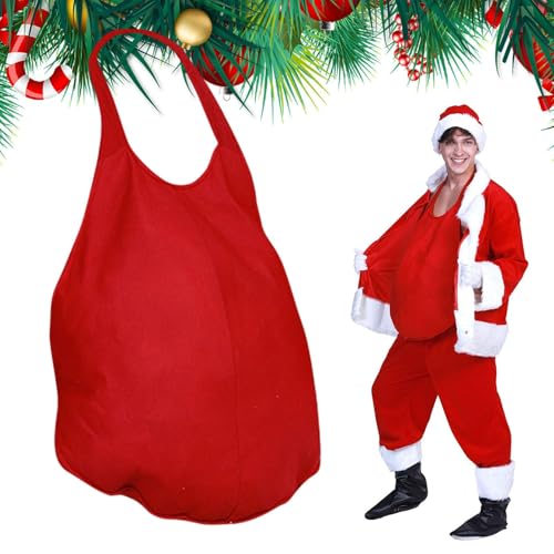 Holdes Dicker Bauch Weihnachtsmann Kostüm | Fake Bauch Kostüm Verstellbar - Realistisch Bequem Karneval Halloween Party Comedy Fotos von Holdes