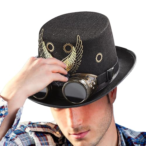 Holdes High Form Hut mit Brille, Viktorianischer Steampunk Hut | Halloween Kostümflügel und Ausrüstungshüte - Hut mit abnehmbarer Brille, Gothic Zubehör für Karneval Holdes High Form Hut mit Brille, Viktorianischer Steampunk Hut | Halloween Kostümflügel und Ausrüstungshüte - Hut mit abnehmbarer Brille, Gothic Zubehör für Karneval von Holdes