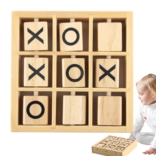 Holz-XO-OX-Spiel, Holz-Tac-Toe-Spiele - Familienspiel Holz Tac Toe Board - Reisespielzeug zum Gedankentraining, Partygeschenke für drinnen, draußen, auf Reisen, für Kinder, Erwachsene und zum von Holdes