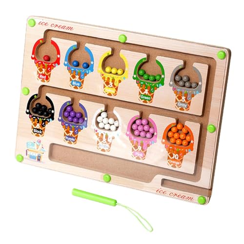 Holdes Magnetisches Eiscreme-Labyrinth, magnetisches Eiscreme-Labyrinth | Magnetische Puzzletafel aus Eiscreme-Holz, magnetisches Puzzlebrett aus Holz, Labyrinth von Holdes