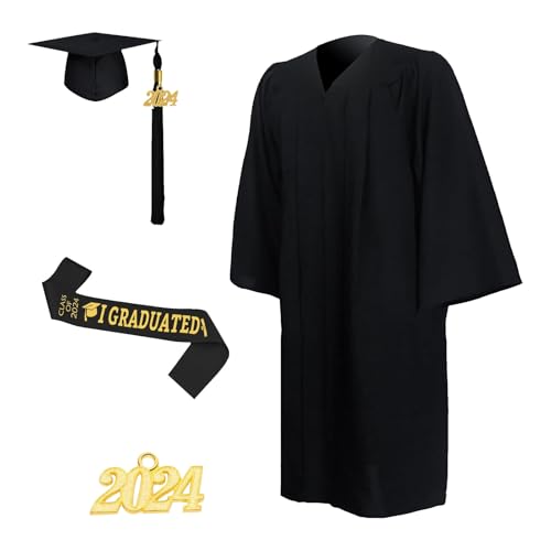 Holdes Mütze und 2024 Unisex Akademisches Abschlussgewand-Kostümset für College- und High-School-Absolventen Matte Abschlussung von Holdes