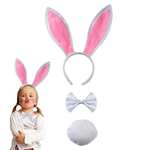 Holdes Osterhasenkostüm, Stirnband mit Hasenohren | Hasenkostüm-Set aus Plüsch – Ohren Schwänze Fliege Ostern Geburtstag Halloween Partygeschenke für Spiele Holdes Osterhasenkostüm, Stirnband mit Hasenohren | Hasenkostüm-Set aus Plüsch – Ohren Schwänze Fliege Ostern Geburtstag Halloween Partygeschenke für Spiele von Holdes