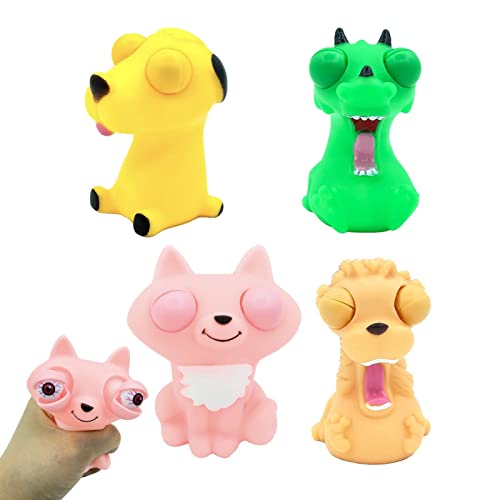 Holdes Quetschtiere, Quetschspielzeug für Kinder,4 Stück Fidget Animals Pop-Out-Augen-Quetschspielzeug | Squeeze Stress Ball Spielzeug Kinder Sensory Fidget Toys Squeezy Animals für Goodie Bag Filler von Holdes