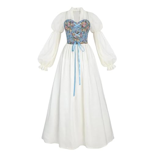 Holdes Renaissance-Kleid für Damen, hohe Taille, Puffärmel, viktorianisches Kleid, Feen-Hexenkleid, U-förmiger Ausschnitt, Renaissance-Kostüm für Damen, Weiß Holdes Renaissance-Kleid für Damen, hohe Taille, Puffärmel, viktorianisches Kleid, Feen-Hexenkleid, U-förmiger Ausschnitt, Renaissance-Kostüm für Damen, Weiß von Holdes
