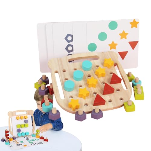Holdes Schraubspielzeug, Holzschraubenblockspielzeug, Holzschraubenmuttern, Dübel-Puzzle-Spiel, Baustein-Lernset, Lernaktivität, Farbsortiertabelle Holdes Schraubspielzeug, Holzschraubenblockspielzeug, Holzschraubenmuttern, Dübel-Puzzle-Spiel, Baustein-Lernset, Lernaktivität, Farbsortiertabelle von Holdes