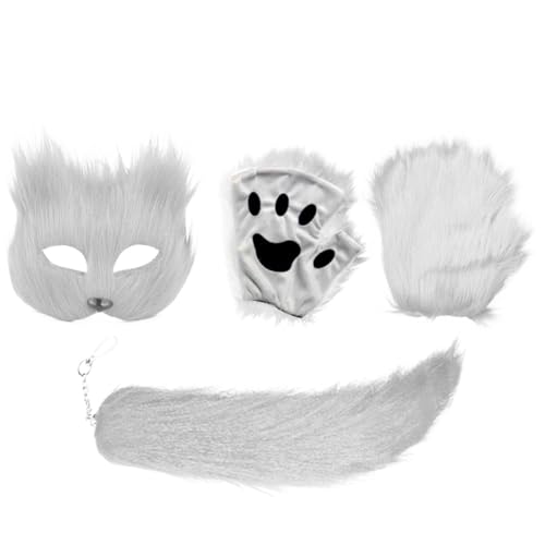 Holdes Tier-Maskerade-Maskerade-Gesichtsbedeckung, Tiermaskerade-Gesichtsabdeckung - Cosplay-Maske mit Schwanz und Handschuhen | Requisiten für Fotokabine, Halloween-Maske für die Halloween-Nacht Holdes Tier-Maskerade-Maskerade-Gesichtsbedeckung, Tiermaskerade-Gesichtsabdeckung - Cosplay-Maske mit Schwanz und Handschuhen | Requisiten für Fotokabine, Halloween-Maske für die Halloween-Nacht von Holdes