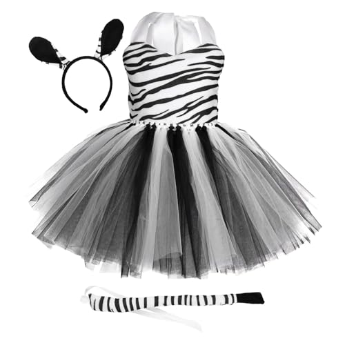 Holdes Tierkostüm-Set, Zebra-Kostüm für - Cosplay-Kostüm für Kleinkinder mit passendem Haarband, Tierkostüm mit Zebramuster für Mädchen Holdes Tierkostüm-Set, Zebra-Kostüm für - Cosplay-Kostüm für Kleinkinder mit passendem Haarband, Tierkostüm mit Zebramuster für Mädchen von Holdes