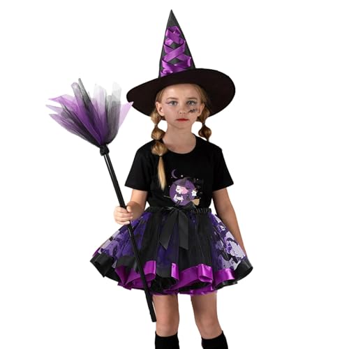 Holdes Tutu-Kostüm für Mädchen, Halloween, Kostüm für Mädchen | Kleidung mit Hut und Besen für Rollenspiele – Cosplay-Kleidung für Themenpartys Holdes Tutu-Kostüm für Mädchen, Halloween, Kostüm für Mädchen | Kleidung mit Hut und Besen für Rollenspiele – Cosplay-Kleidung für Themenpartys von Holdes
