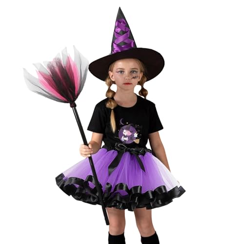 Holdes Tutu-Kostüm für Mädchen, Halloween, für Mädchen – Rollenspiel-Kleid mit Hut und Besen für den Urlaub | Cosplay-Kleidung für Themenpartys Holdes Tutu-Kostüm für Mädchen, Halloween, für Mädchen – Rollenspiel-Kleid mit Hut und Besen für den Urlaub | Cosplay-Kleidung für Themenpartys von Holdes