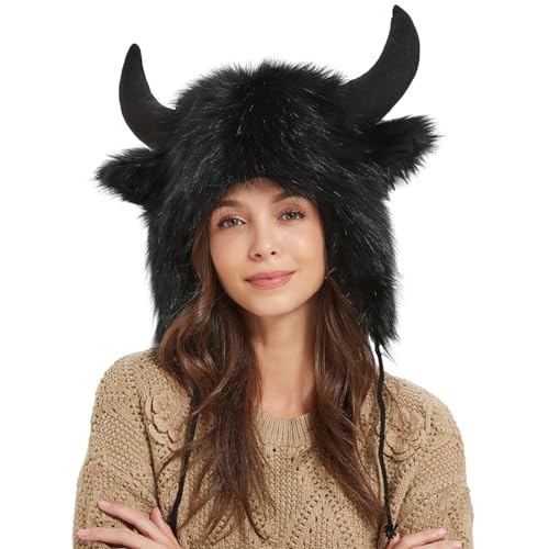 Holdes Wasserbüffelhut – warme Winter-Ohrenschützer aus Plüsch mit Hörnern | Tiermütze, Kopfbedeckung mit Pelzohren, für Abenteuer im Freien, Halloween, Weihnachten, Cosplay Holdes Wasserbüffelhut – warme Winter-Ohrenschützer aus Plüsch mit Hörnern | Tiermütze, Kopfbedeckung mit Pelzohren, für Abenteuer im Freien, Halloween, Weihnachten, Cosplay von Holdes