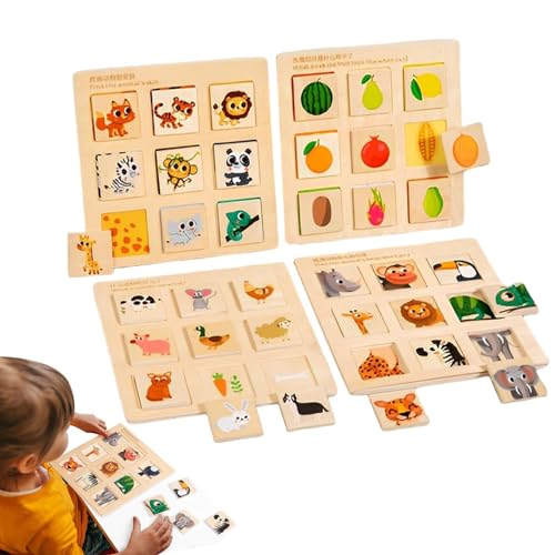 Passendes Puzzlespiel, Lernpuzzle aus Holz für Kleinkinder | Tierfutter-Puzzle-Spielzeug für Kleinkinder, und Mädchen, Vorschul-Lerngeschenk von Holdes