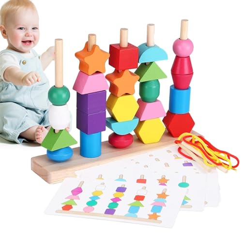 Schnürperlen aus Holz, Perlen und Seile für Kleinkinder – lustiges Einfädelspielzeug, Schnürspielzeug aus Holz | Stapelblock für Formensortierer, Vorschulaktivitäten STEM für 2 3 4 Schnürperlen aus Holz, Perlen und Seile für Kleinkinder – lustiges Einfädelspielzeug, Schnürspielzeug aus Holz | Stapelblock für Formensortierer, Vorschulaktivitäten STEM für 2 3 4 von Holdes