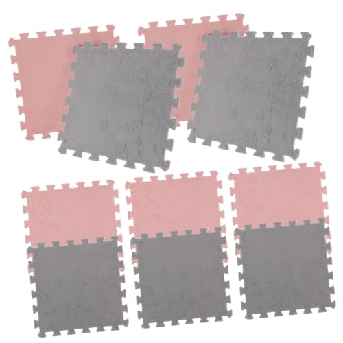 10 Stück Teiliges Puzzle Spielmatte für Weiche und rutschfeste Bodenfliesen Waschbar aus Plüschschaum für Krabbeln von Holibanna