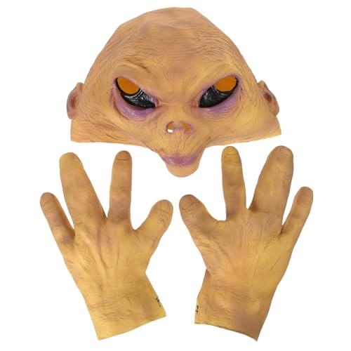 Holibanna 1 Satz Alien-Horror-Geister- -Kapuze Maskerade-Maske Halloween gruselig halloween kostüm Handschuhe Tiara Kleider Halloween-Alien-Maske gruselige Maske Grimasse bilden von Holibanna
