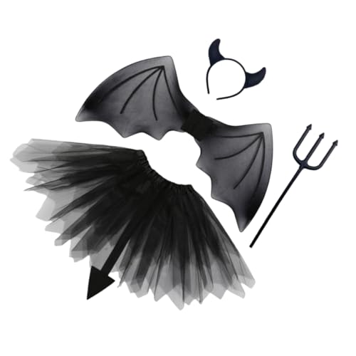 Holibanna 1 Satz Dämonen flügel Set halloween dekoration halloween kinderparty aufblasbare Kostüme Hai-Kostüm für stirnbänder Make-up-Set Teufelsflügel Haarschmuck-Requisite Plastik von Holibanna