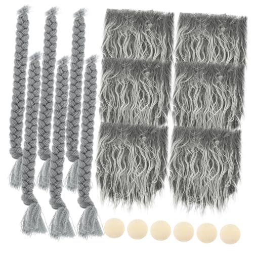 Holibanna 1 Satz Fake Beard Fake Schnurrbart kulich Form Fake Mustache Weihnachten Urlaub Weihnachtsbart-Requisiten Stoff für eins Gnom-DIY-Bastelzubehör Zwergenbart-Handwerk Polyester Grey von Holibanna