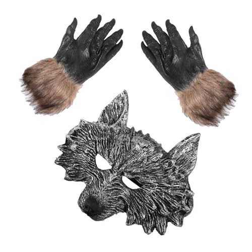 Holibanna 1 Satz Handschuhe der Werwolfmaske halloween theme halloween handschuhe Halloween party decoration Wolfskopf Maskerade Wolfsmasken-Kit Halloween-Werwolf-Maske Vinyl von Holibanna