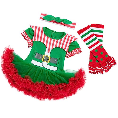 Holibanna Weihnachtsbedarf 1 Satz Kleid Weihnachtsoutfit Für Kleinkinder Weihnachtskostüm Für Kinder Weihnachtself-pyjama Für Kleinkinder Säuglingsanzug Garn Baby Clown-anzug Weihnachten von Holibanna