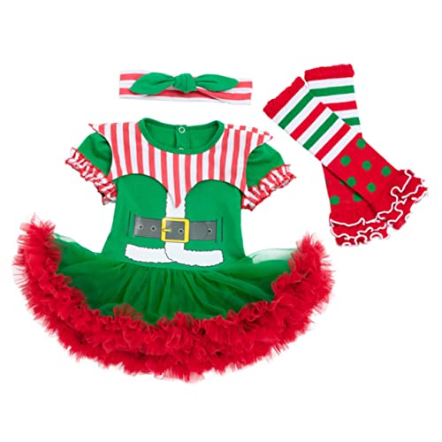 Holibanna 1 Satz Kleid Neugeborenes Stirnband -kit Weihnachtselfe Kostüm Weihnachtskostüm Mädchen Tutu Weihnachts- -outfit Babyanzüge Polyester Kleinkind Requisiten Weihnachten von Holibanna