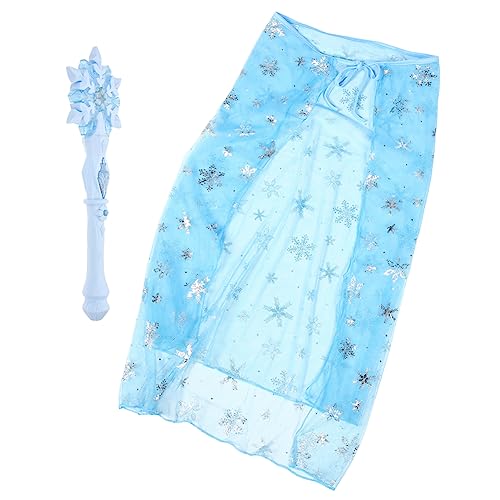 Holibanna 1 Satz Mädchen Umhang kinderkleider kinderkleidung party mitgebsel toys Fee Bausätze glitzer kleider Kinderkommode Nacht blinkender Zauberstab Königsgewand Stoff Blue von Holibanna