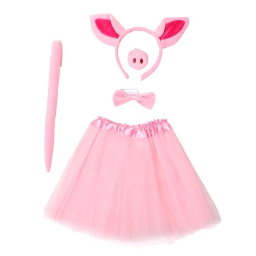 Holibanna 1 Satz Satz Schweinekostüm für Mädchen halloween costume halloween kleidung kinderkostüme Schweineohr Stirnband Tierkostüm Partykostüm für Mädchen Faschingskostüm-Kit Stoff Rosa von Holibanna