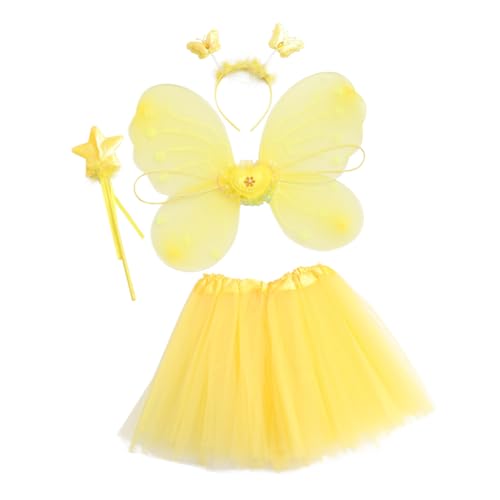 Holibanna 1 Satz Schmetterlingsflügel vierteiliges Set Feenkostüm für Mädchen Baby-Mädchen-Prinzessin-Kleid Damenröcke Kleider Festival-Cosplay-Kostüme Mädchen, das Kleid durchführt bilden von Holibanna