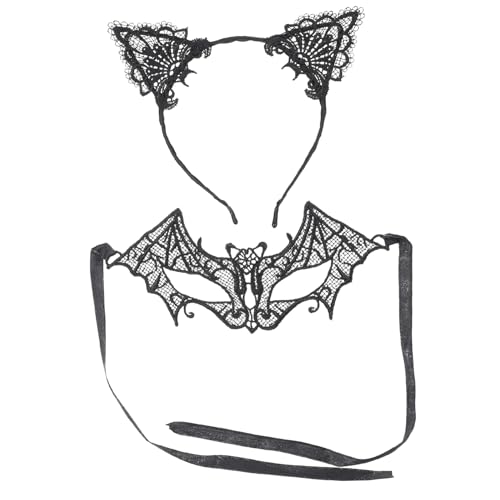 Holibanna 1 Satz Spitzen-Stirnband-Maske pelziges Kostüm Halloween-Requisiten halloween haarreif halloween headband Haarband stutzenhalter Spitzen-Augenklappe Augenschutz für Party-Auftritte von Holibanna
