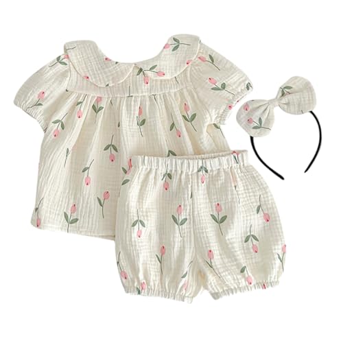 Holibanna Unverzichtbares Neugeborenen-outfit Für Mädchen Kurzärmlig Baumwolle Einfacher Windelzugang Aufdruck Bequemes Familienfoto-outfit von Holibanna