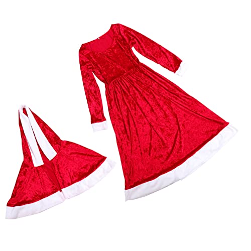 Holibanna 1 Satz Weihnachten Langarm Damen Weihnachtsmann Kostüm Mädchenkleid weihnachten kostüm weihnachten kleidung Weihnachtsmann-Kleid formelle Kleidung Weihnachtskleid für Mädchen rot von Holibanna