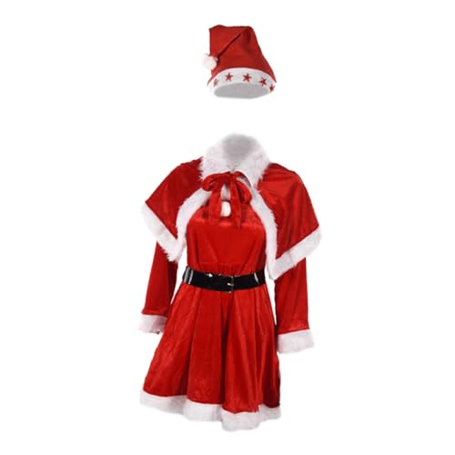Holibanna 1 Satz Weihnachtskleidung Für Frauen Frau Claus Anzug Weihnachtsmann-outfit Vermissen Weihnachtsmann-cosplay-kostüm Weihnachtskostüm Rot Kostüme Vlies Erwachsener von Holibanna