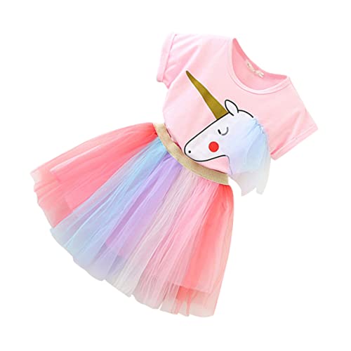 Holibanna 1 Set Einhorn Regenbogenrock Kinderkleidung Mädchen Anzüge Kinder Geburtstag Outfit Cartoon Cosplay Kleidung Für Party Home (100cm, Pink) von Holibanna