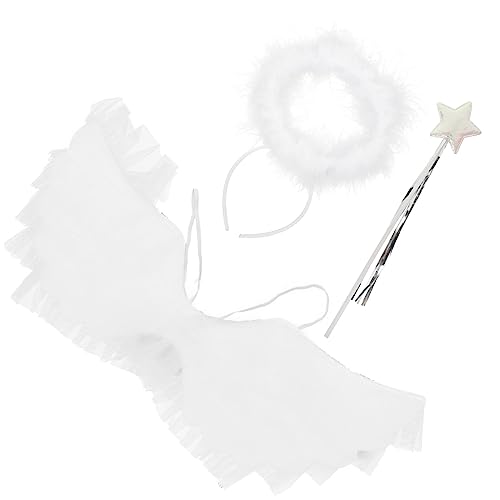 Holibanna 1 Set Engel Cosplay Kostüme Rave Figur Fotoshooting Feenflügel Outfits Schwanzflügel Kaninchen Marienkäfer Glitzerkleid Wunder Accessoires Damen Tutu Stirnband Stoff Weiß von Holibanna