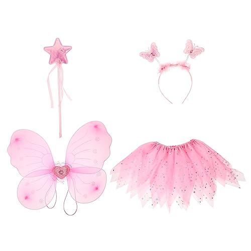 Holibanna 1 Set Festival Kostü Mit Flügeln Zauberhaftem Fairy Rock Und Haarreif Perfekt Für Aufführungen Und Karneval 4 Teiliges Set Für ädchen von Holibanna