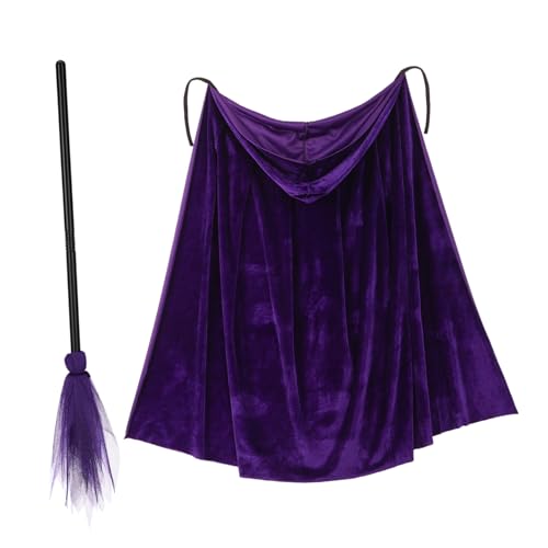 Holibanna 1 Set Hexen Umhang Mit Besen Halloween Kostü Zubehör Für Cosplay Und Partys Umhang Und Besen Für Kreative Halloween Dekoration von Holibanna