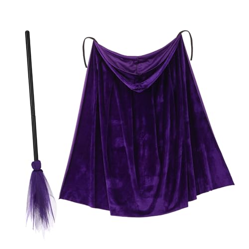 Holibanna 1 Set Hexen Umhang Mit Kapuze Und Besen Für Halloween Kostü Und Cosplay Perfekte Dekoration Für Halloween Partys Und Kostüme von Holibanna