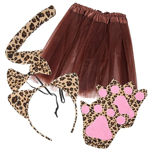 Holibanna 1 Set Leopardenohren Stirnband Cosplay Leopard Kostüm Bowtie Tutu Rock Handschuhe Für Party von Holibanna