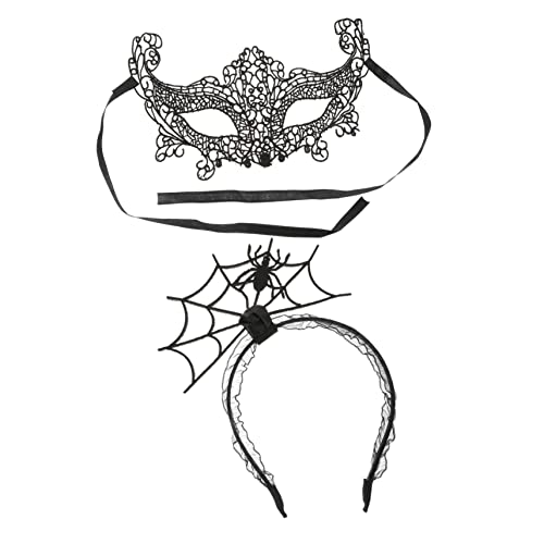 Holibanna 1 Set Spinnennetz-stirnband Halloween-accessoires Halloween-gesichtsabdeckung Masken Pelzige Maske Halloween-dekore Spinnenhaarreifen Maskerade Für Frauen Cosplay Fuchs Stoff Black von Holibanna