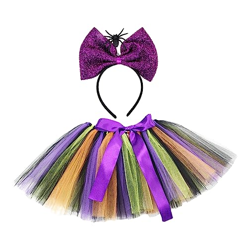 Holibanna 1 Set Tutu-Rock-Stirnband Maske rosa Halloween Vampir-Kleidung Glitzer-Outfit kinderparty halloween haarband halloween Halloween-Spinnenkostüm Cosplay-Stirnband Gittergewebe von Holibanna