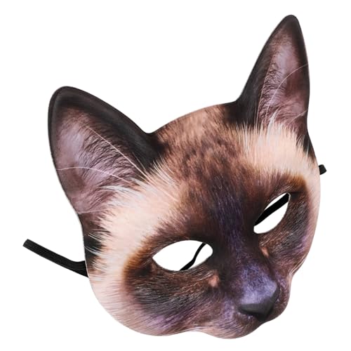 Holibanna 1pc Katzenmaske Halbaugen Cosplay Katzenmaske Für Halloween Bankett Siamesischer Stil von Holibanna
