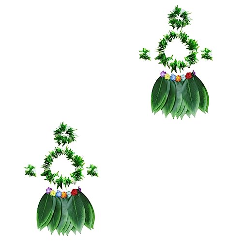 Holibanna 10 Stk Luau-Partykleidung Blätter Girlande hawaiianisches Armband Blumenarmband hawaiianischer Blattrock grüner Grasrock grüne Blätter Grasröcke Kostüme Männer und Frauen von Holibanna