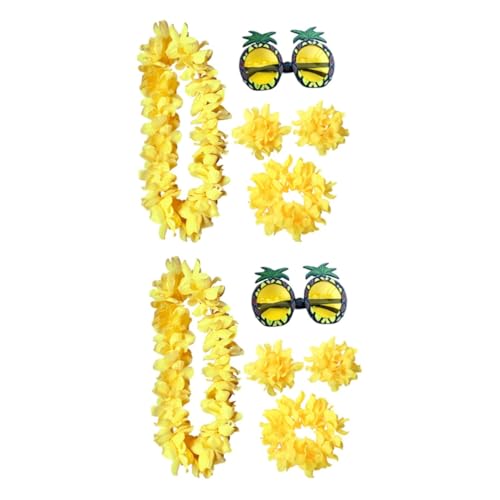 Holibanna 10 Stk hawaiianisches Partykostüm tropischer Blumenkranz Luau-Gastgeschenke hawaiianische Halskette schnapsgläser Partybrille Hawaii-Girlande Ananas Requisiten Kombination von Holibanna
