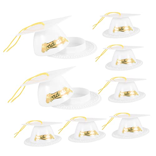 Holibanna 10 Stück Feier Des Doktorhutes Dekorationen Led Für Kappen Abschluss Grad Party Hüte Doktorhut Modelldekor Desktop-dekoration Absolvent Kuchendeckel Plastik Weiß von Holibanna