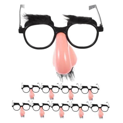 Holibanna 10 Stück Teiliges Halloween Verkleidungsbrillen mit Großer Nase und Schnurrbart Wiederverwendbare Leichte Cosplay Partybrillen für Erwachsene Witzige Old Man Kostüm Accessoires von Holibanna