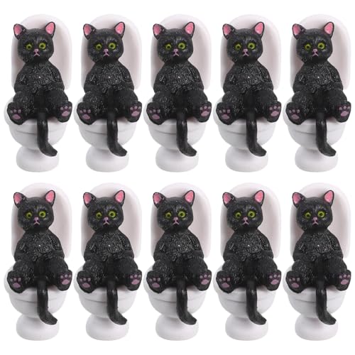 Holibanna 10 Stück Teiliges Schwarze Katzenfiguren aus Langlebigem Harz Kompakt für Gartendekoration Puppenhaus und Schreibtisch Künstlerische Miniatur Ornamente für Katzenliebhaber von Holibanna