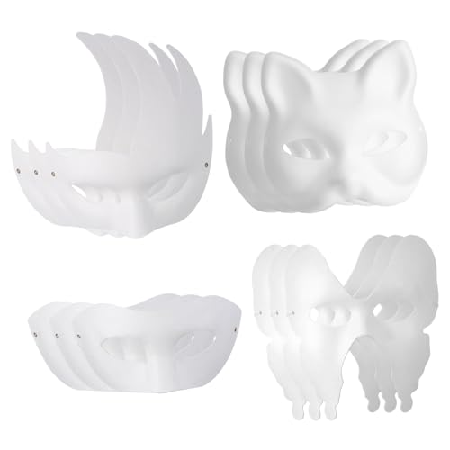 Holibanna 12 Stück Karnevalsmasken Papierkatzenmaske Kostüm Bastelmaske Maskenmaske Papiermasken Ausmalmasken Party Papiermaske Party Papiergesichtsmaske Bemalbare Papiermaske Kostümmaske von Holibanna